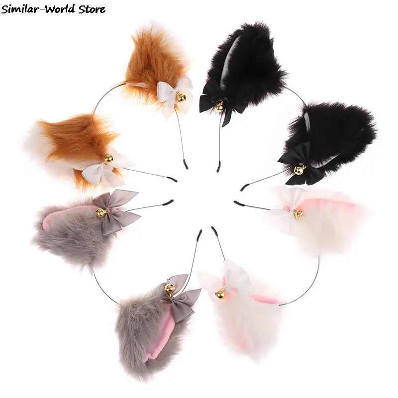 Hair Accessories 27 Colors Beautiful Masquerade Halloween Cat Ears Cosplay Bow Tie Bell Headwear
