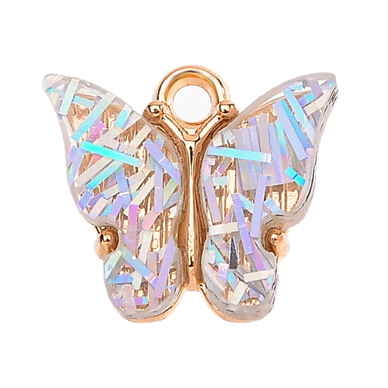10Pcs 14*14MM Multicolor Acrylic Butterfly Pendant Cute Animal