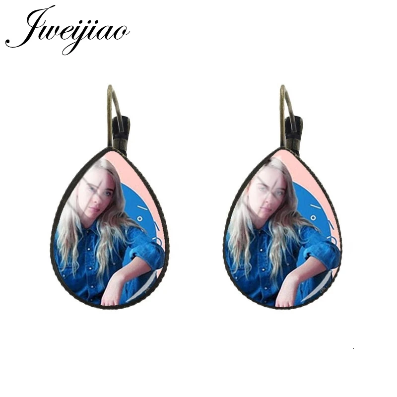 JWEIJIAO Billie Eilish, серьги, слеза, капля воды, серьги на клипсах для ушей, персональное лицо, угрюмое лицо, стиль хип-хоп, подарок для фанатов, горячая распродажа, Kolye HB10