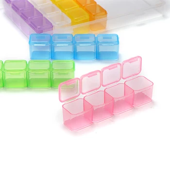 

28pcs Grid Transparent Plastic Storage Box Lockable Design Detachable Organizer For Diamond Jewelry Nail Art Container Box