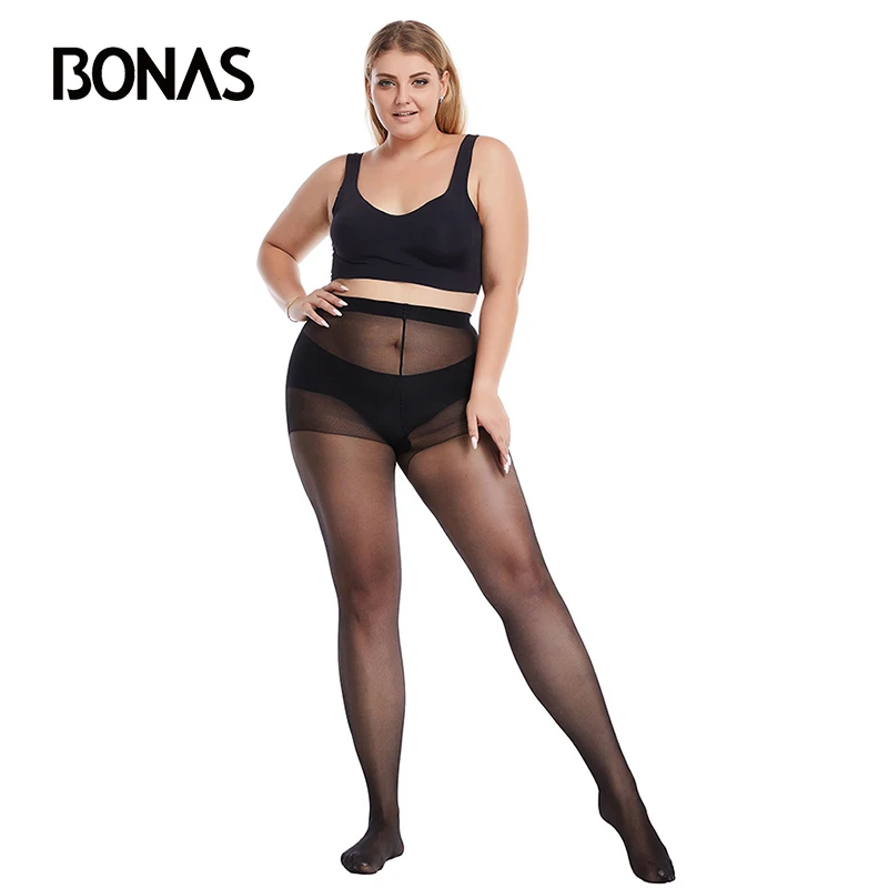 BONAS 20D Strumpfhosen Plus Größe strumpfhosen strumpf Elastizität Spandex Beständig Frauen Strümpfe Collant Femme schwarz strumpfhosen Sexy Top 3XL