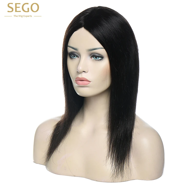 Сего 12 дюймов натуральный Цвет прямые волосы парик для черный Для женщин Волосы remy бразильский человеческих волос, парики Искусственные