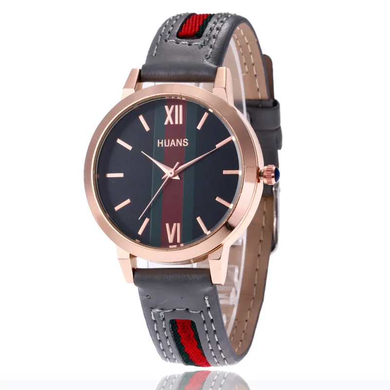 

Wechat Business Hot Selling Casual Fashion Stripes Women's Belt Watch Simple Rome Measuring Quartz Watch