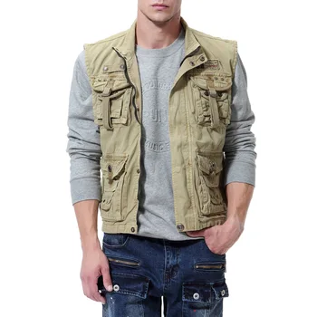 

MJ007 New Fashion European Men's Mountaineering Waistcoat Original Men's Multi Bag Cotton Men Vest