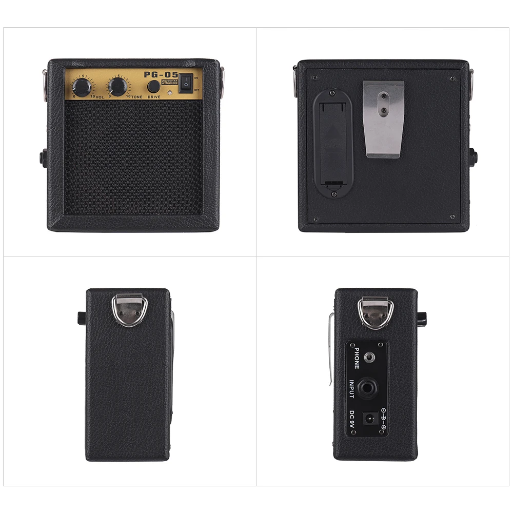 Wooden Mini Guitar Amplifier Amp Speaker 5W with 6 35mm Input 3 5mm Headphone Output Supports Volume Tone Adjustment Overdrive