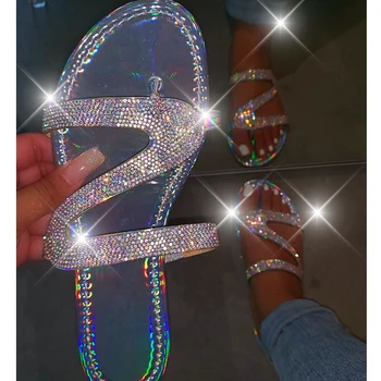 

Women Summer Flat Bling Slippers Transparent Soft Jelly Shoes Female Flip Flops Sandals Outdoor Beach Ladies Slides Drop Ship