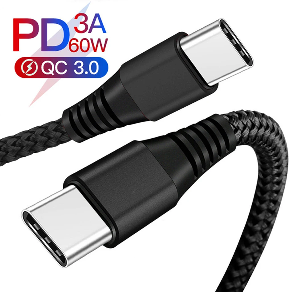 Кабель USB C на Type-C 60 Вт для Huawei Mate 20 30 PD QC 3 0 кабель быстрой зарядки и передачи данных