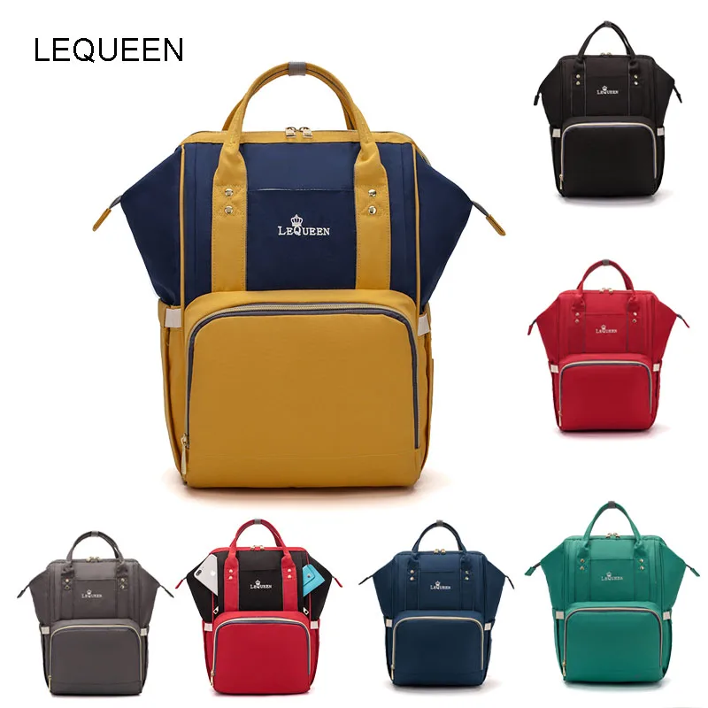 

Lequeen Patchwork Travel bag Backpack Diaper bag Thermos bag Portable Mummy bag pure color Baby nursing bag Bebe accessories