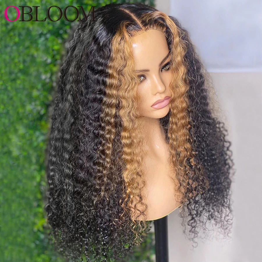28 in Highlight Ombre Deep Wave Lace Frontal Wig Water Wave Human Hair Wigs Preplucked Brazilian Hair Wigs For Women Baby Hair