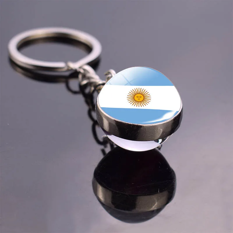 Футбольный брелок любовь Футбольная тема под стеклом мяч брелок топ 32 стран мира брелок для ключей «флаг» брелок футбольные болельщики подарки - Цвет: Argentina