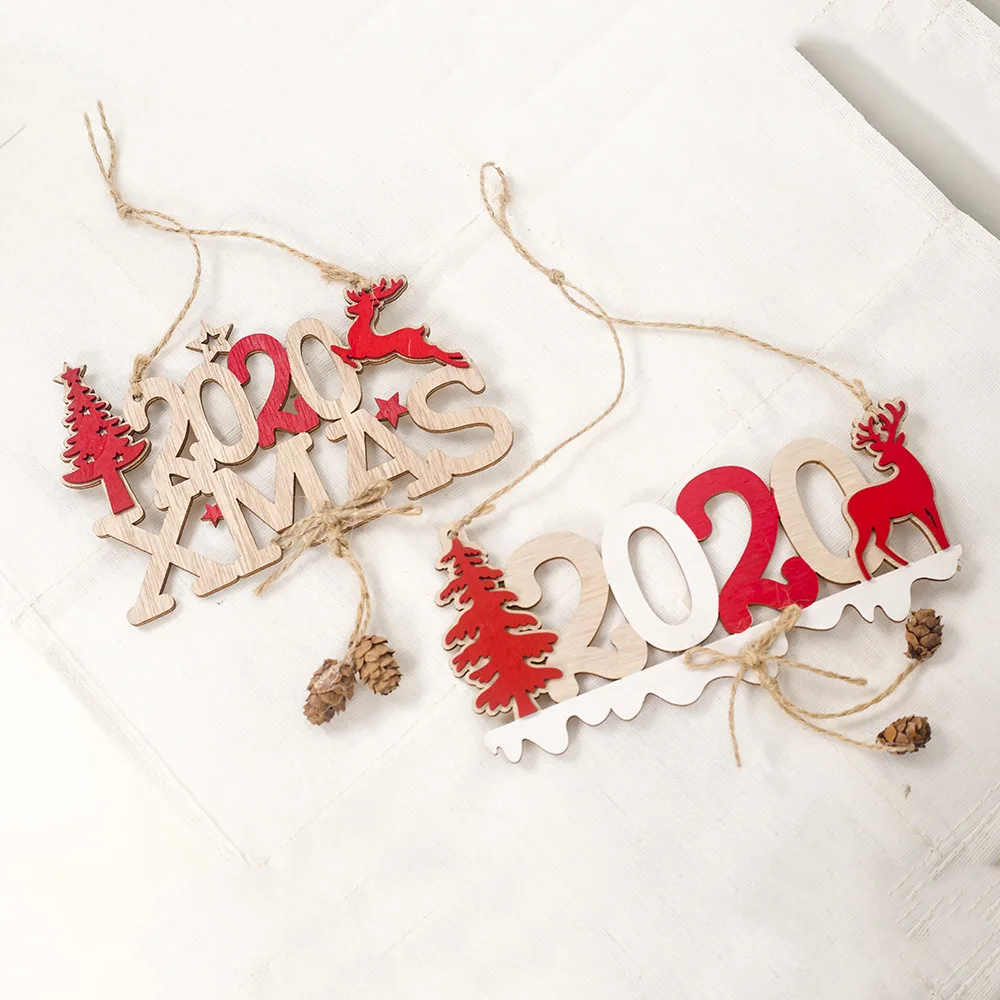 Рождественские буквы Лось дерево деревянный знак Рождественское украшение для дома кулон подвесной орнамент