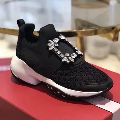 Стразы; женские кроссовки; обувь из дышащего сетчатого материала; женские кроссовки на платформе; обувь для отдыха; chaussures femme - Цвет: black 1