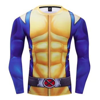 

2019 New Fitness Compression Shirt Men Tshirts Bodybuilding Long Sleeved 3D printed X-MEN WOLVERINE Mens T-shirt cospaly costume