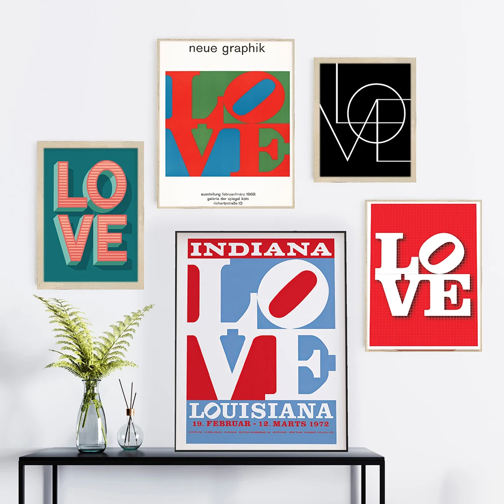 Love Robert Indiana Poster Retro Exhibition Prints Colorful Pop Art Modern Canvas Painting Soggiorno Wall Nordic Home Decor