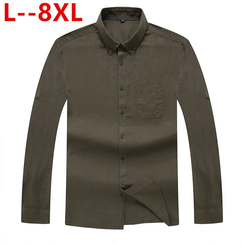 Плюс 8XL 6XL бамбуковая хлопковая весенне-осенняя мужская Повседневная рубашка с длинными рукавами для мужчин облегающее платье рубашки chemise homme camisa masculina