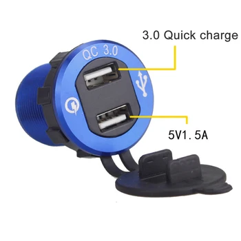 

Car Motorcycle Modified USB Charger Mobile Phone Tablet QC3.0 Metal Fast Charge Car Charger