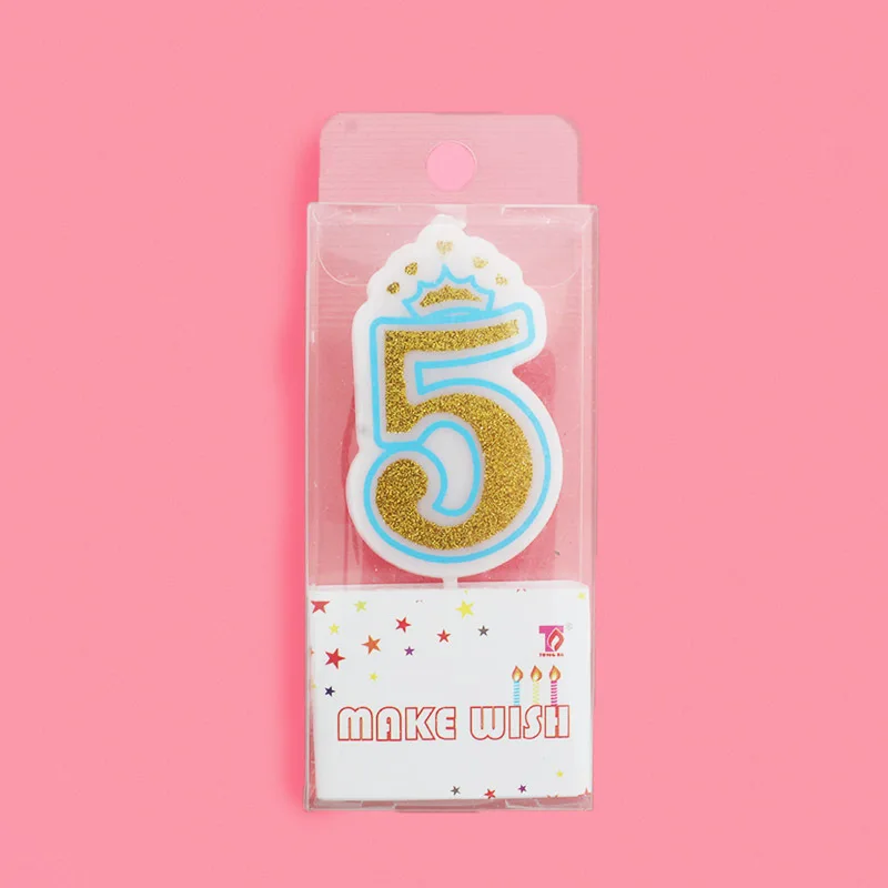 Creative Gold Pink/Blue Birthday Number Candles 0-9 for Kids Adult Girls Boys Birthday Party Candles Supplies Cake Decorations - Цвет: 5