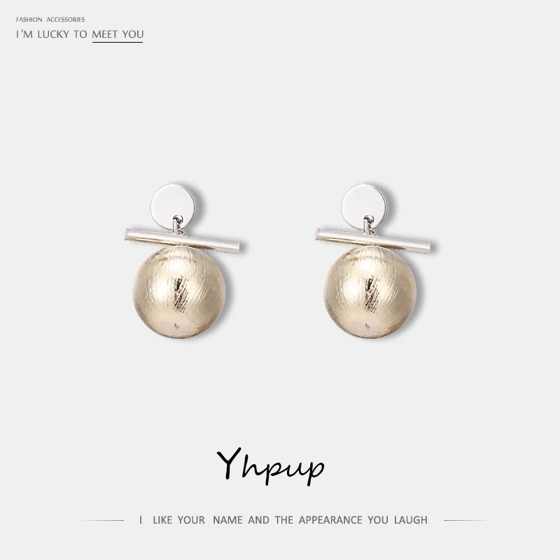 

Yhpup 2019 Korean Simple Luckly Copper 18 K Ball Geometric Tiny Dangle Earrings High Quality Statement Brincos Aros Mujer Oreja