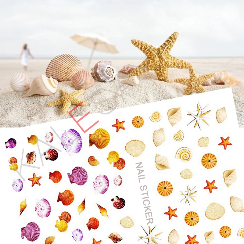 3D Nails Art Manicure Sea Stickers Decorations Nail Design Fish Shell Decals Adhesive Back Glue Seaman DIY | Красота и здоровье