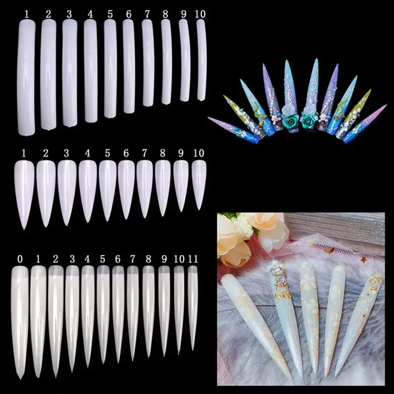 Длинные накладные ногти 10 шт./упак. натуральное/прозрачное покрытие Экстра