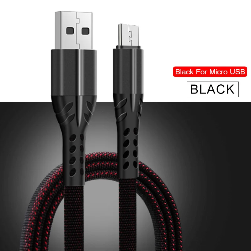 Black-Micro 3.5A кабель для быстрой зарядки type-C Micro USB кабель для передачи данных для мобильного телефона Xiaomi для samsung 1M 2M кабель передачи данных - Цвет: Black-Micro