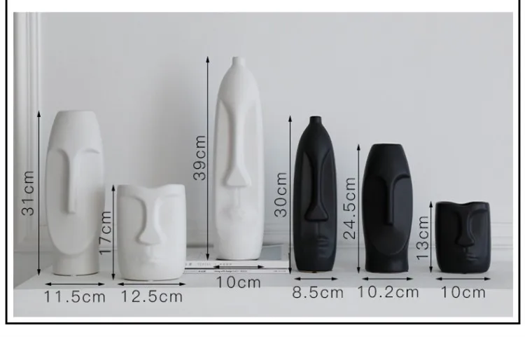 Нордическая ваза для лица, украшение, креативное украшение, гостиная, точка для учебы, керамический домашний декор ручной работы
