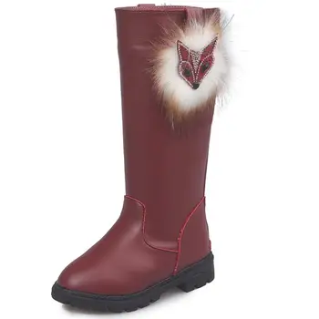 

New Winter Girls Fashion Boots Fashion Flat-heel Princess Leather Kids Snow Boots Student Performance Shoes Baby Martin Boots