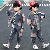 Jean Spring Summer Children's Clothes Baby Boys Coat + Pants 2pcs/Set Kids School Beach Outdoor Teenage Clothing High Quality