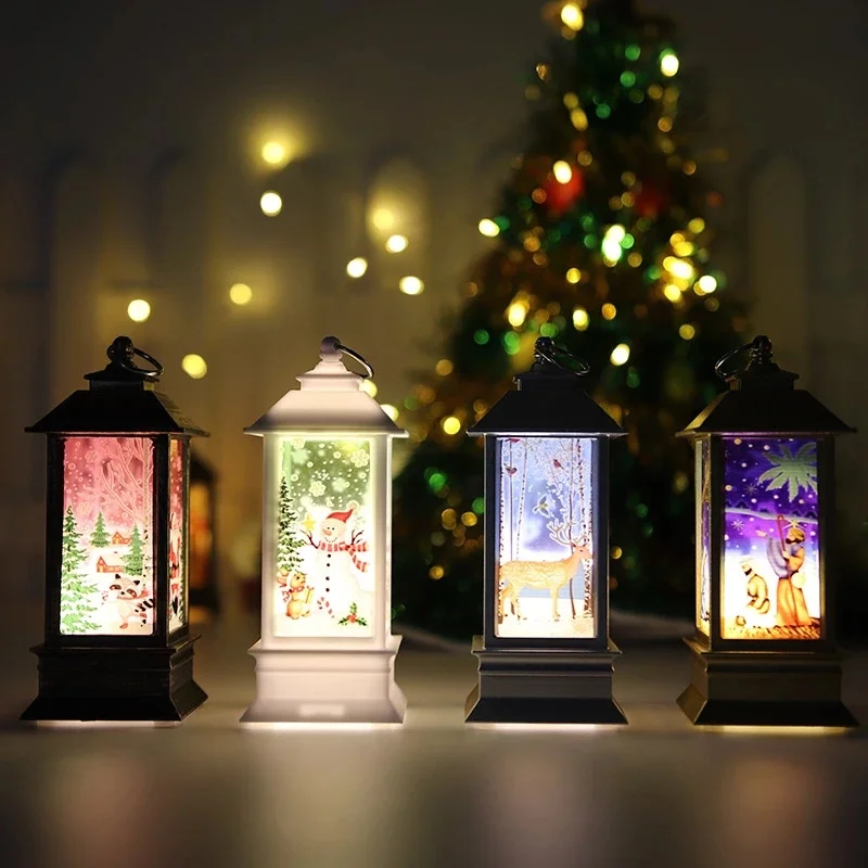 Décoration de noël lumineuse mini lanterne rouge h 13 cm