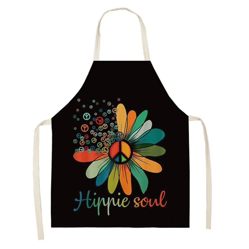 Women Kitchen Apron Cotton Linen sunflower Sleeveless Chef Cooking Aprons Kitchen accessories 68*55cm 0091