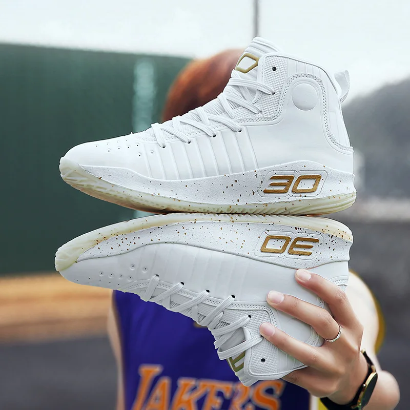 

Curry Basketball Combat Boots Hight-top MEN'S Shoes Wear-Resistant Breathable Casual Couples White Shoes Students Sports Basketb