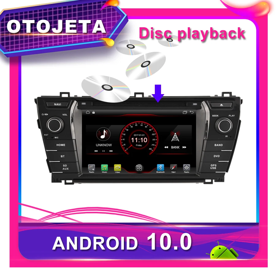 

OTOJETA Car DVD Android 10.0 Car GPS for TOYOTA COROLLA 2014 7inch Car Radio Multimedia tape recorder bluetooth navigation