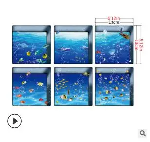 6 шт., водостойкие 3D наклейки для ванной, Нескользящие, для детей, для душа, коврик для ванной, самоклеющиеся, для ванной комнаты, наклейка, ПВХ, Фреска, домашний декор - Цвет: 20