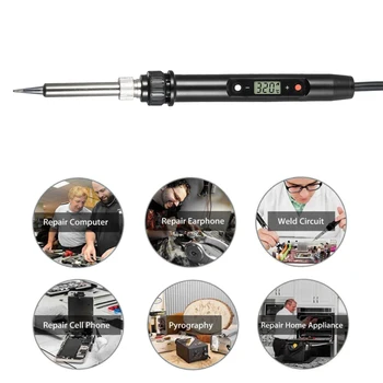 

Hot 80W 220V 110V Digital Electric Soldering Iron Welding Solder Heat Pencil Tool Lead-free Mini Soldering Station