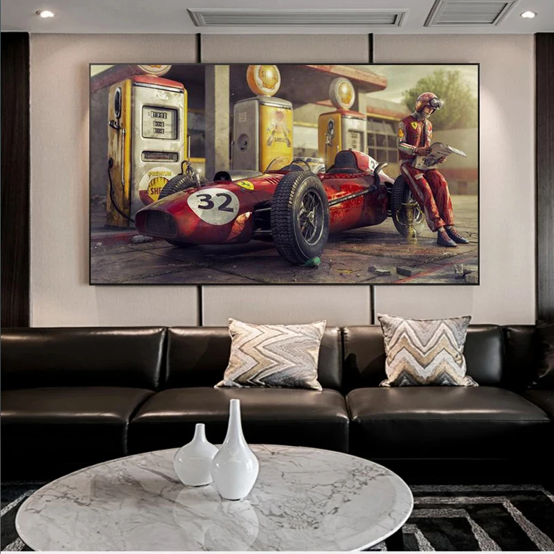 ヴィンテージレーシングカーのポスター,f1クラシックレースのポスター