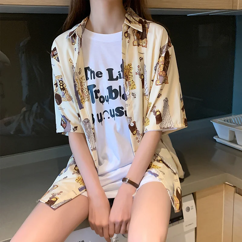 2020 New Korean Summer Shirt Women Turn Down Collar Office Fashion Female Blouse Short Sleeve Plus Size Lady Tops Blusa Feminina