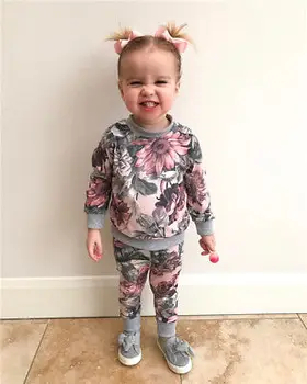 

Newborn Toddler Baby Girls Long Sleeve Top T-shirt Floral Pants Tracksuit Outfits Clothes Set 0-24M