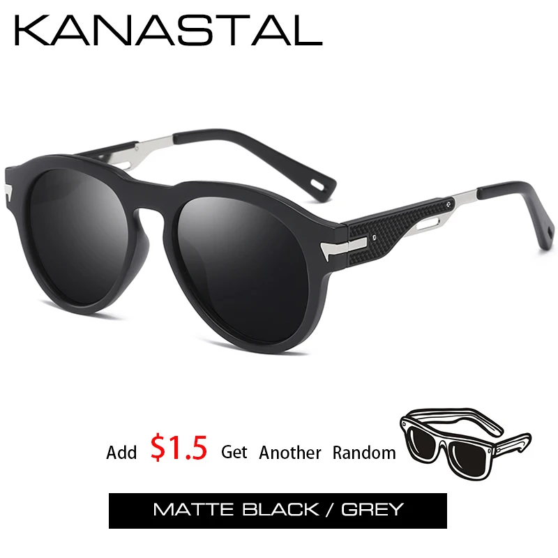 MatteBlack2 KANASTAL классические мужские поляризованные солнцезащитные очки Женские винтажные брендовые дизайнерские солнцезащитные очки ретро-оттенки очки Oculos de sol UV400 - Цвет линз: MatteBlack2