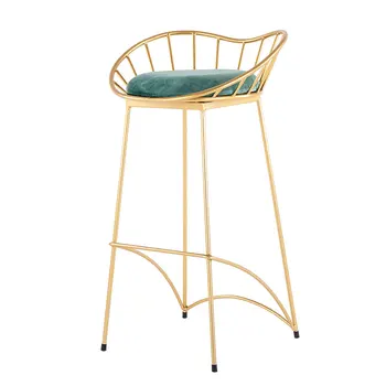 

Nordic Ins Simple Golden Iron Wrought Bar Stool Chair Home Backrest High Stool Bar Stool Front Desk Restaurant Bar Chair