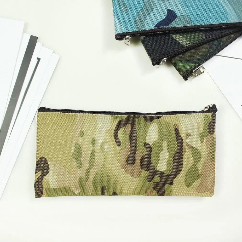 

Simple Camouflage Pencil Case Small Fresh Large Capacity Pen Box Student Student Stationery Bag Pencil Bag Orange