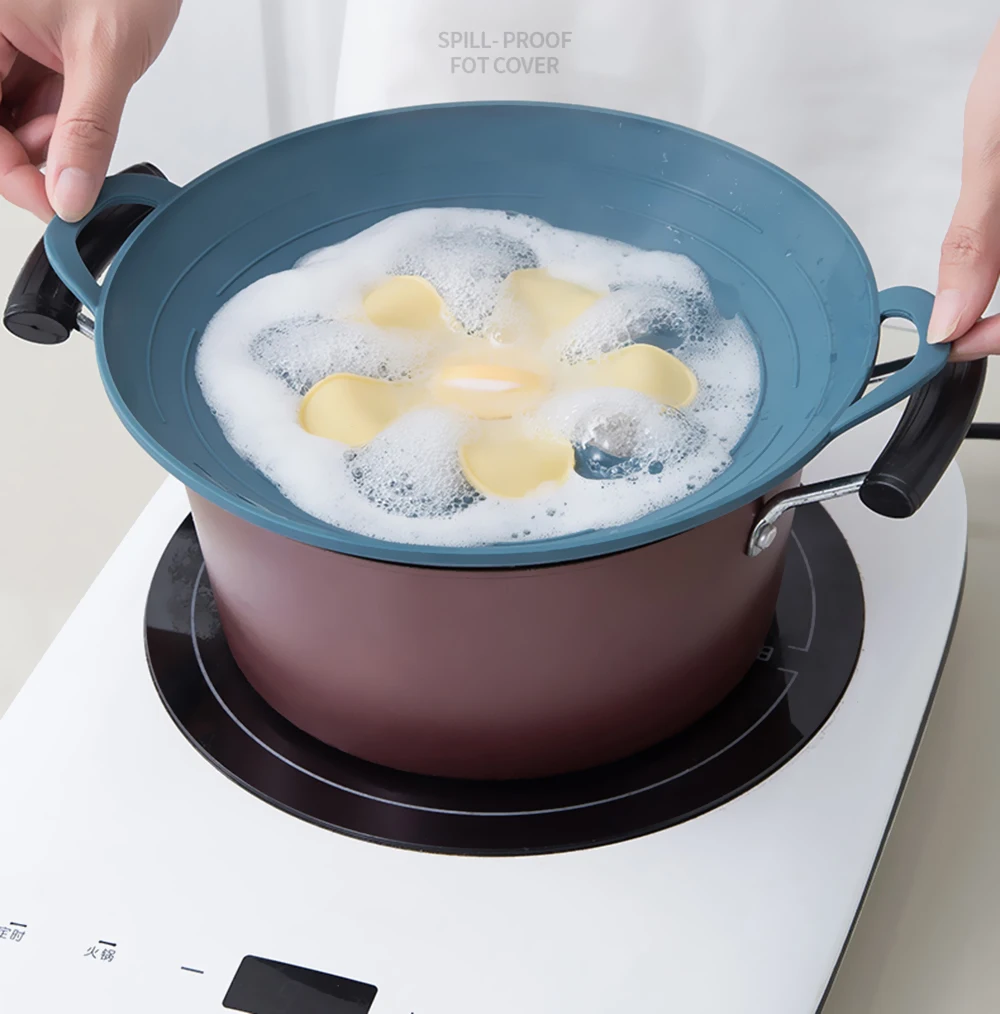 Silicone lid Spill Stopper Cover For Pot Pan Kitchen Accessories Cooking Tools Flower Cookware Home Kitchen Accessories Gadgets