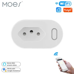 Moes Tuya 16A BR Standard Smart Plug with Power Monitor, Smart Life APP WiFi Smart Socket Works for Google Home, Alexa