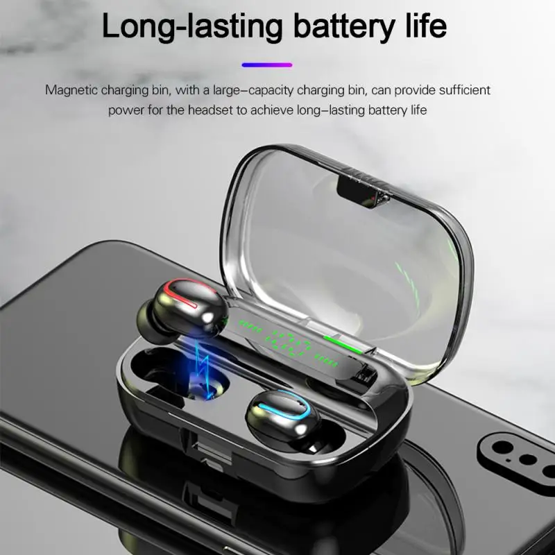 Wireless Headphone TWS Bluetooth 5 0 Headset Waterproof Stereo Earphones LED Electricity Display With Noise reduction Mic New