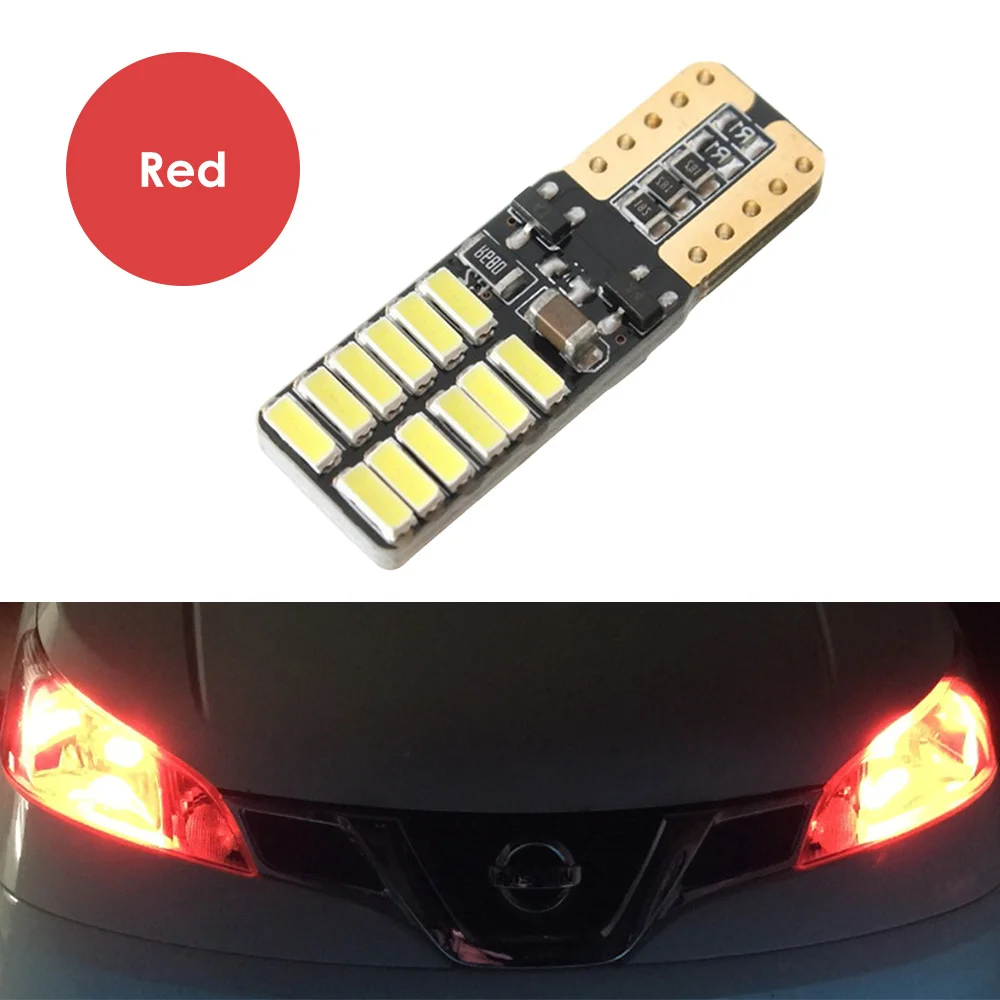AOSHIKE отражатели 2 шт мощностью 12V 24 V T10 4014 24 SMD Авто Клин Парковка лампы автомобиля для Чтения Купол светильник габаритного фонаря 3W ампулы ошибок - Испускаемый цвет: Red