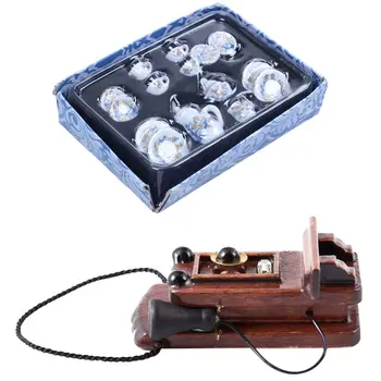 

1Pcs 1:12 Antique Wall Mount Phone Dollhouse Decoration & 1 Set 1: 12 Dollhouse Kitchen Dining Room Porcelaine Tea Set