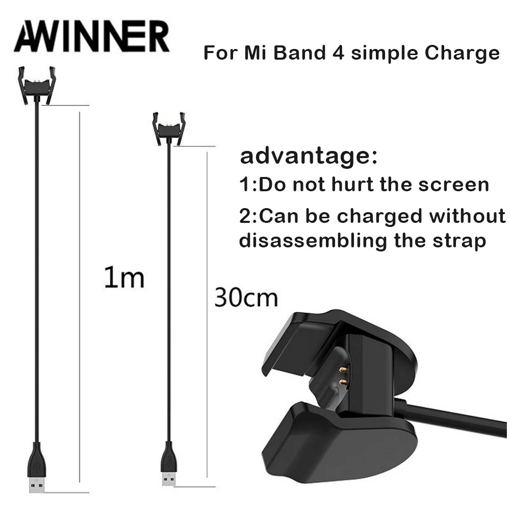 

For Xiaomi Mi Band 4 USB Charging Data Cable Replacement Mi Band Fast Charger Cable Adapter for Xiaomi 4 Smart Watch Accessories