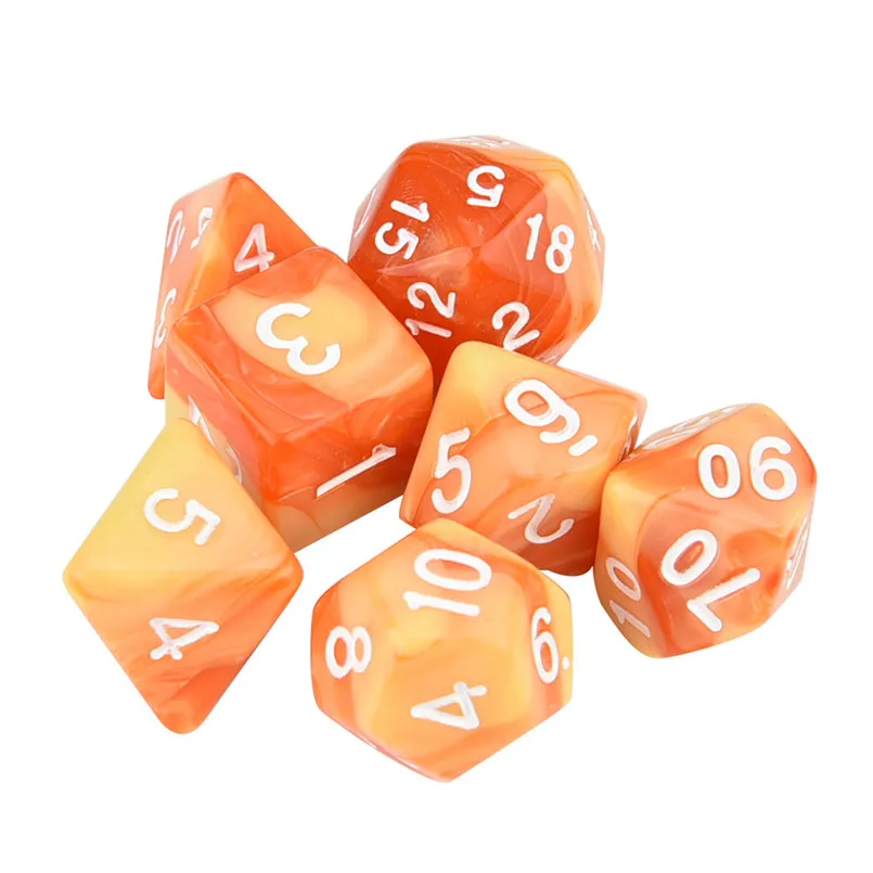 7 шт. игральные кости набор trgp игра полихедрон D4-D20 многогранный новая башня для игральных костей акриловые dados rpg двухцветные многоцветные игральные кости DND 30A19 - Цвет: brown dice set