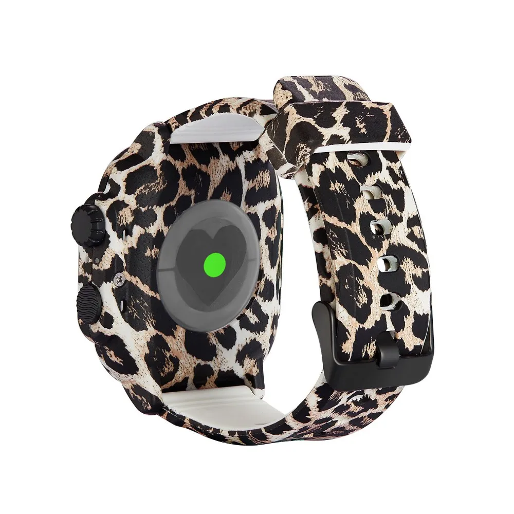 Леопард ТПУ Силиконовые спортивные часы ремешок для Apple Watch Series 4 3 2 водонепроницаемый ударопрочный корпус Корпус для iWatch 42 мм 44 мм ремешок