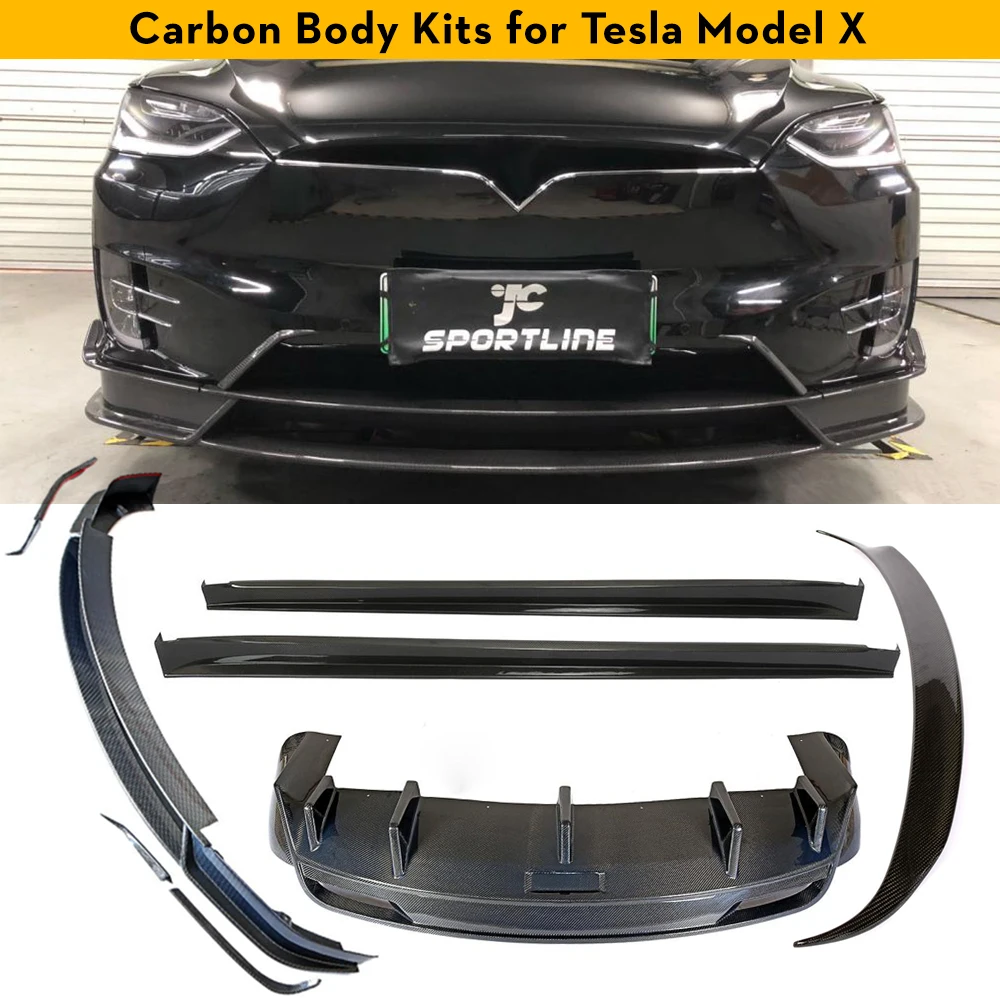 

Carbon Fiber Front Bumper Lip Rear Diffuser Side Skirts Splitters Spoiler for Tesla Model X 2016 - 2018 Carbon Body Kits