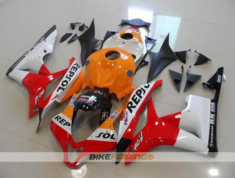 ABS литья под давлением Мотоцикл Обтекатели подходит для Honda CBR600RR F5 07 08 2007 2008 Обтекатели кузова набор оранжевый repsol
